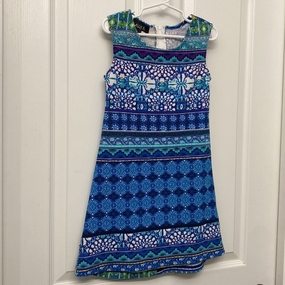 Ally B. Blue Abstract Dress Sleeveless Size 7 - Picture 5 of 12